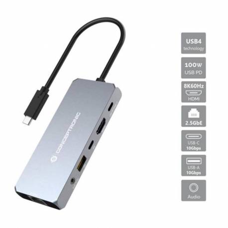 DOCKING STATION USB-C CONCEPTRONICS 6 EN 1 MULTIPUERTOS